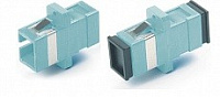 Адаптер FA-P11Z-SC/SC-N/BK-AQ SC-SC, MM (OM3), simplex, корпус пластиковый, голубой (aqua), черные колпачки Hyperline