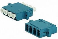 Адаптер FA-P11Z-QLC/QLC-N/WH-BL LC-LC, SM, quadro, 4 волокна, корпус пластиковый, синий, белые колпачки Hyperline