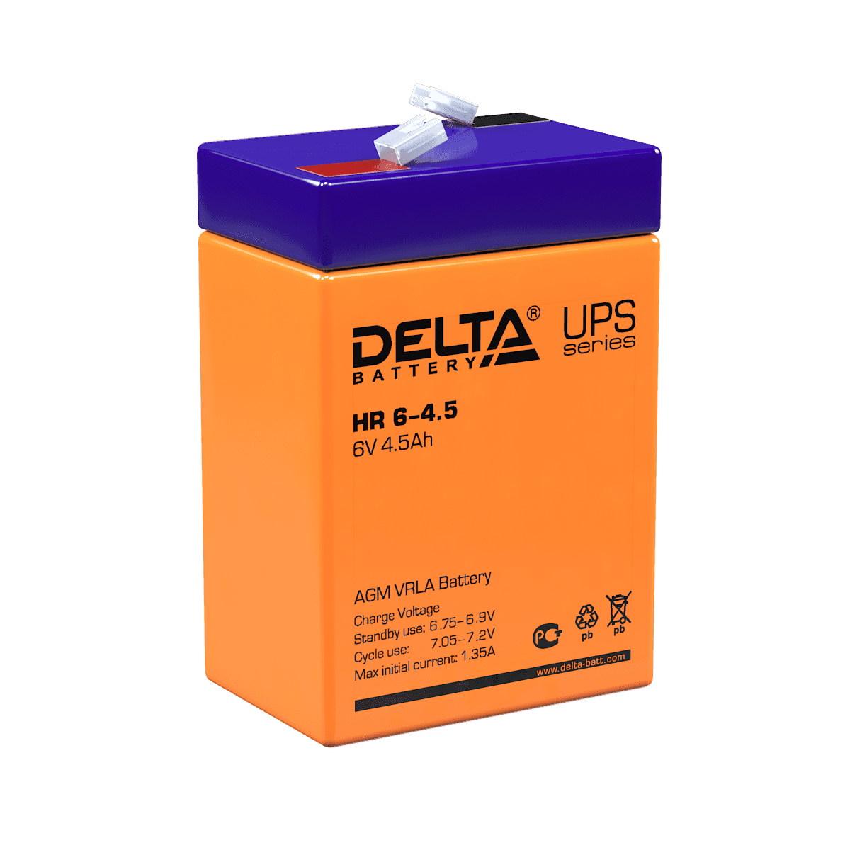 Аккумулятор 4,5а/ч 6В HR 6-4,5 Delta