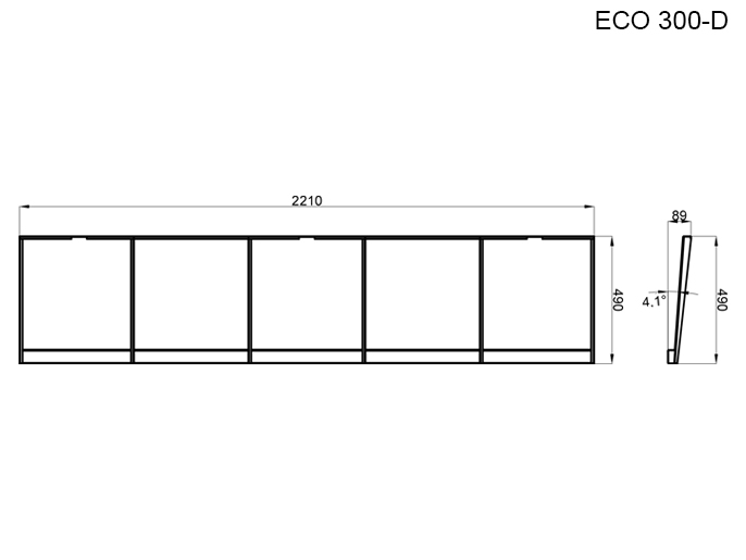 Комплект 001PSGRC-ECOD для организации навеса (водостока) на полноростовые двухпроходные ы серии ECO LINE DOUBLE CAME