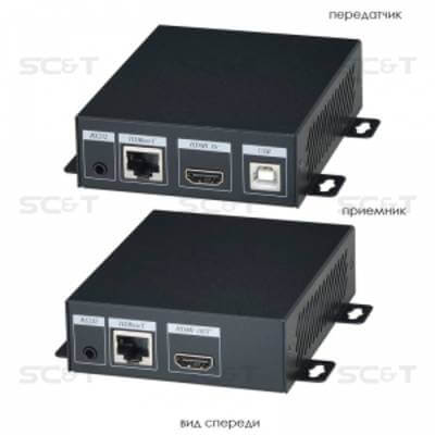 Комплект HE23U для передачи HDMI + USB + ИК управление + RS232 по кабелю витая пара SC&T