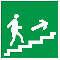 Знак Е15 Направление к эвакуационному выходу направо вверх по лестнице 150х150 мм Камазнак