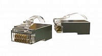 Разъем PLEZ-8P8C-UA-C6-SH-100 экранированный, универсальный (для одножильного и многожильного кабеля) (100 шт.) Hyperline