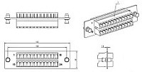 Панель FO-FPM-W120H32-24LC-BL для FO-19BX с 24 LC адаптерами, 24 волокна, одномод OS1/OS2, 120x32 мм, адаптеры цвета синий (blue) Hyperline